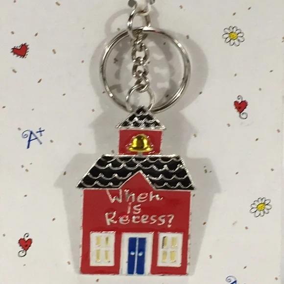 Papel When is Recess? School House Keychain, Red