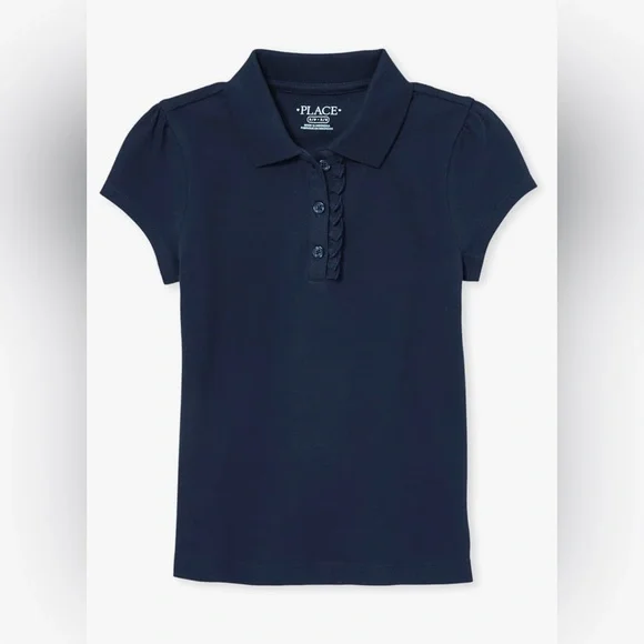 153 NWT The Children's Place Girls' Short‎ Sleeve Ruffle Polo -Size: Large Plus