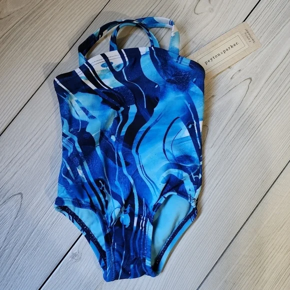 Peyton and Parker Blue and White One Piece Bathing Suit Size 3-6 mo NWT