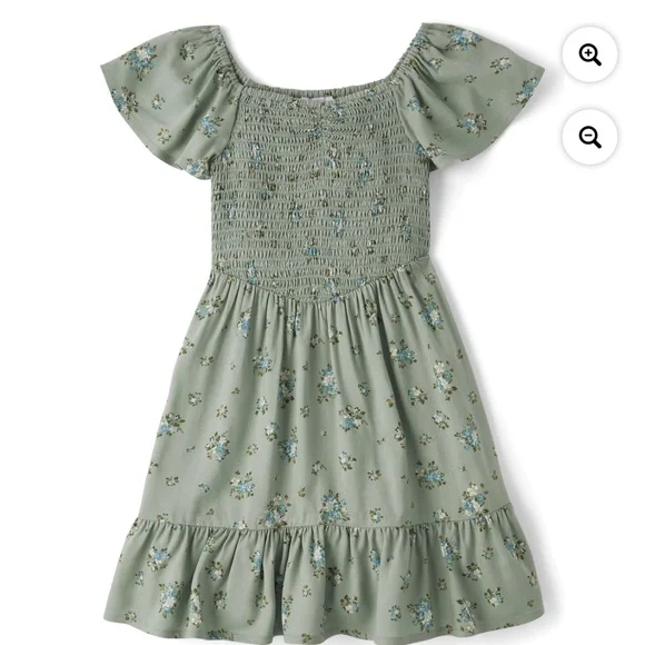 The Children’s Place Girls Olive Tinge Floral Dress XXL (16) NWT