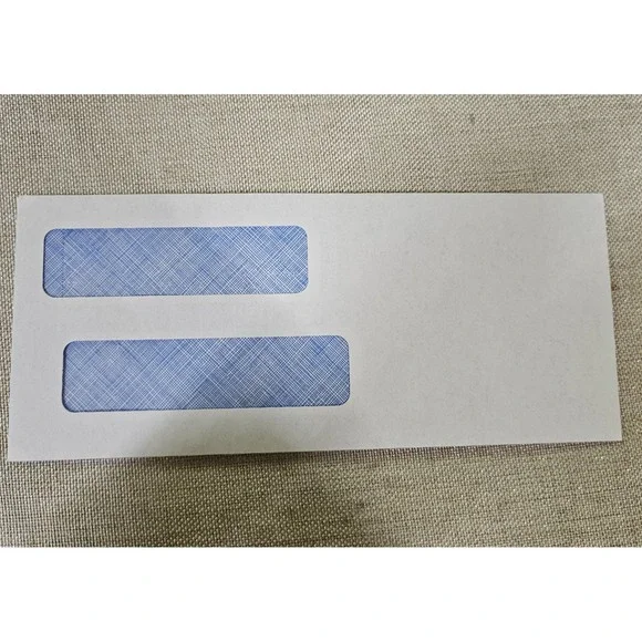 500 Double Window Envelopes #10 White Blue Security Tint CE05B Business