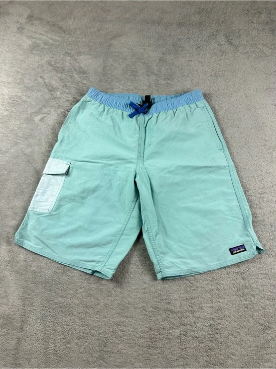 Patagonia Boys XXL Swim Shorts Aqua Green Cargo Pocket