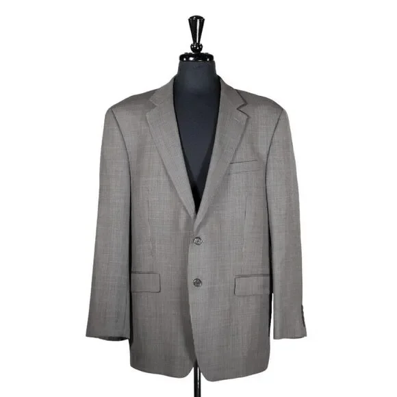 Chaps Ralph Lauren Mens Blazer Gray Check 100% Wool Lined Jacket Sport Coat 44R