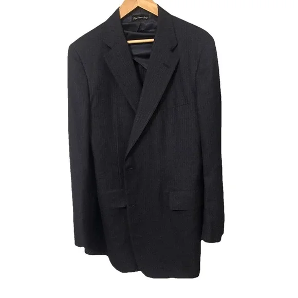 Southwick Paul Stuart Blazer 46 Tall Suit Jacket Gray with White Stripes