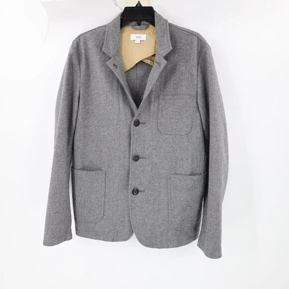 Closed Worker Jacket Mens 38 Wool Blend Three Button patch Pockets houndstooth