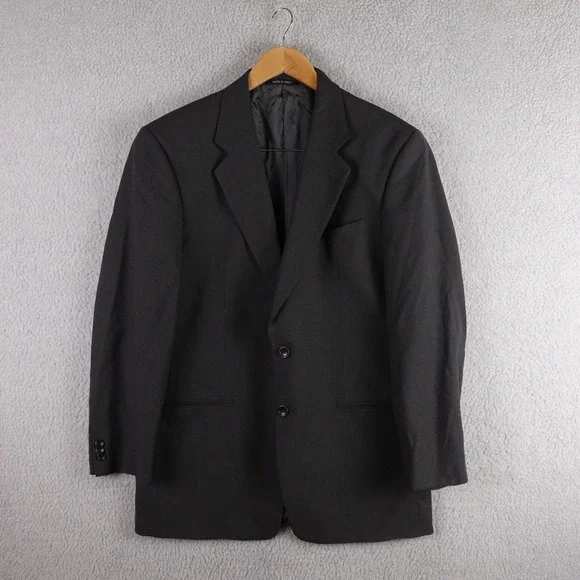 Armani Collezioni Mens 42R Blazer Sport Coat Wool Blend Gray Micro Pattern Italy