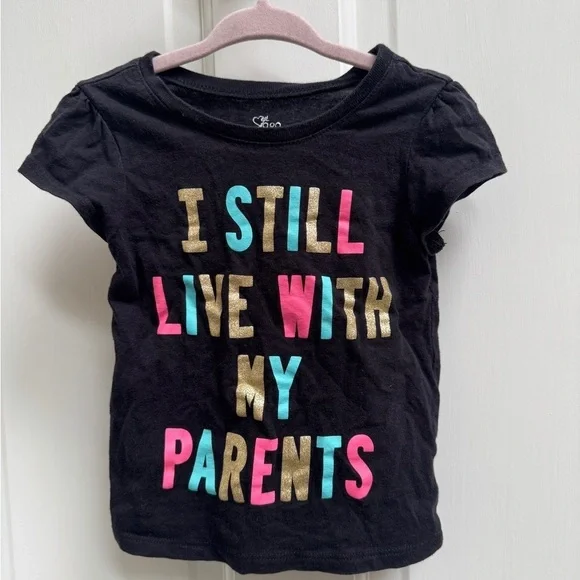 The Children’s Place 2T Girls Black Short Sleeve Tee Shirt I Still Live Parents