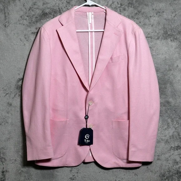 Tiki Napoli Sport Coat Mens US 40 IT 50 Pink New York 2-Button Made In Italy