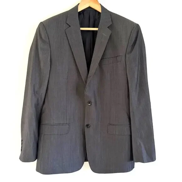 Versace Collection Sport Coat Blazer 100% Wool Dark Gray Light Pinstripe Size 50