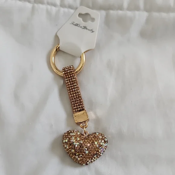 NWT Gold Sparkle Heart Keychain/ Bag Charm