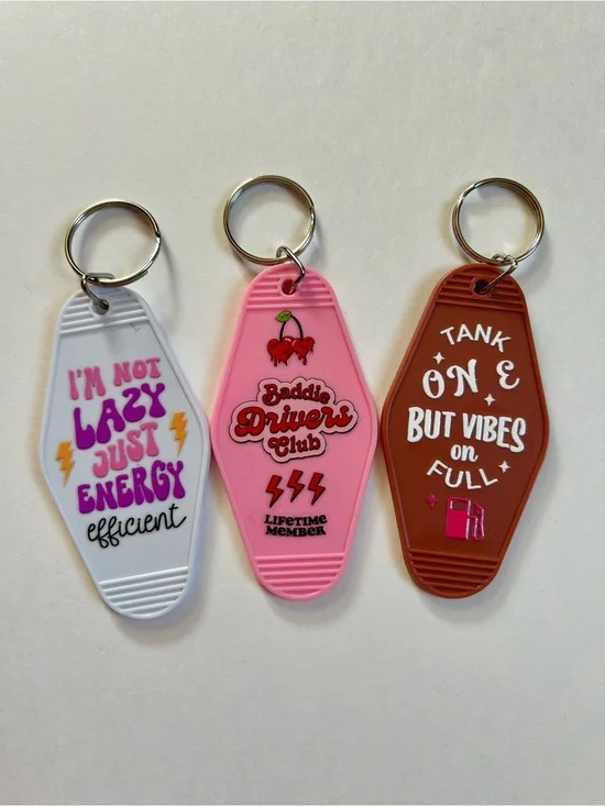Set of 3 Sassy Girlhood Baddie Drivers Club Retro Motel Keychains Custom Gift