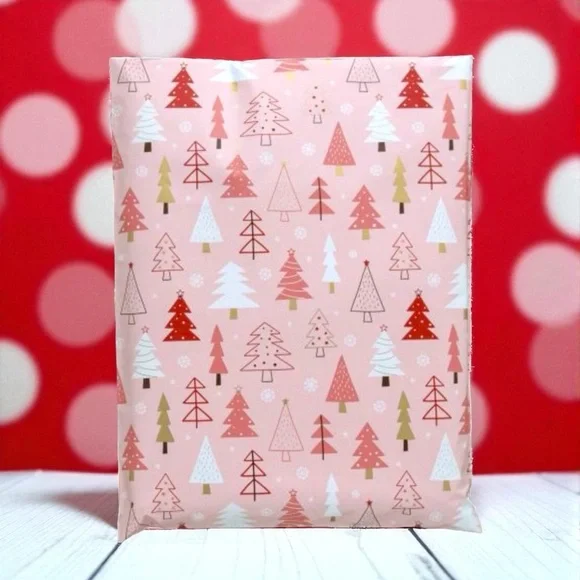Pink Christmas Trees Poly Mailers 14x17 Pack of 25