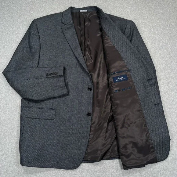 Ralph Lauren Sport Coat Mens 50R Dark Gray Blue Check Plaid Executive Fit Blazer