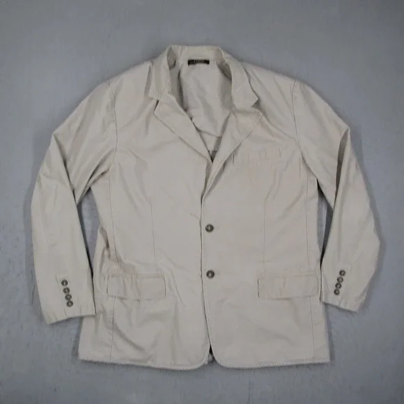 LL Bean Mens Blazer 44 Reg Tan Khaki 2 Button Sport Coat Jacket 0KU59 Y2K
