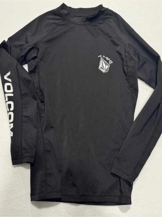 Volcom Boy's Lido Long Sleeve Rash Guard - Black - Size Small