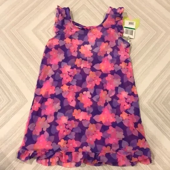 Hula Star Girls Mesh Floral Purple & Pink Cover-up