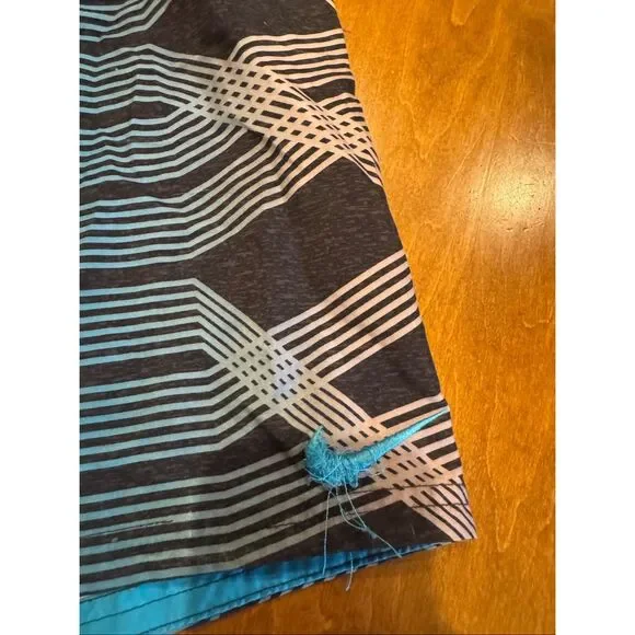Nike Boys Swim Trunks Size Small Blue Geometric Board Shorts Drawstring