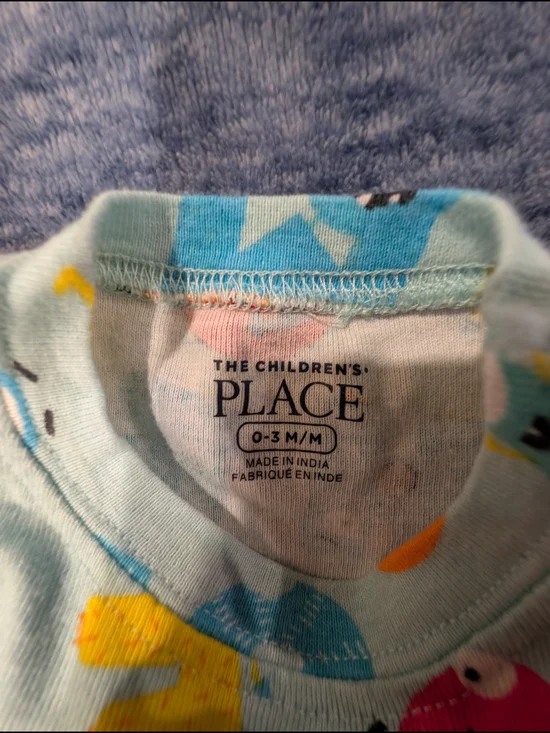 The Children's Place 0-3M Light Blue Monster Alphabet Pajama Set