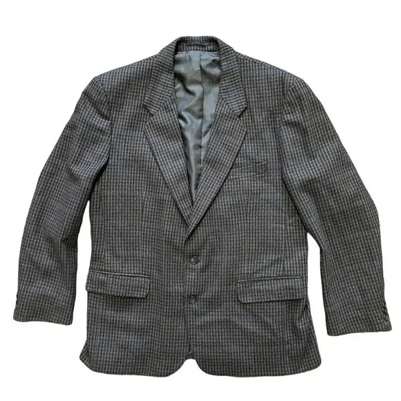 VTG KILMAINE Gun Club Plaid Wool Sport Coat Jacket in Brown & Navy MEN'S 44