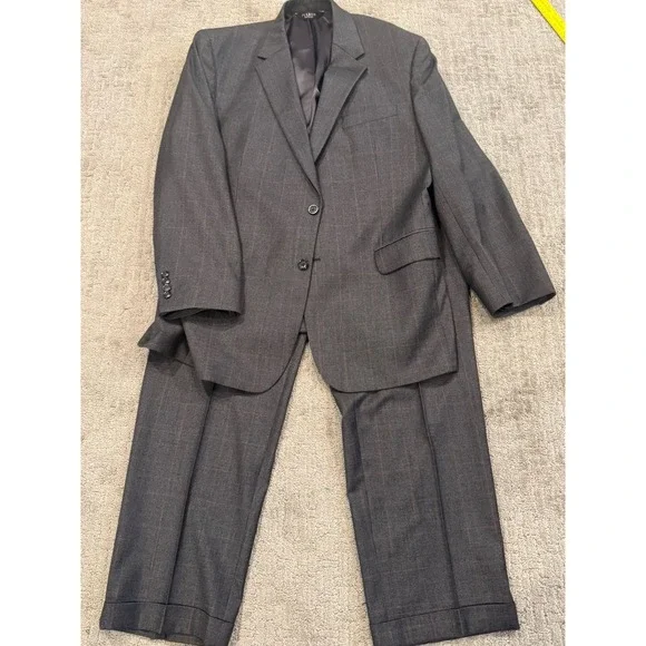 JOS. A. BANK Glen Plaid Wool Cashmere 2 Pc Suit Men's Size 46R, 40X32 With Room