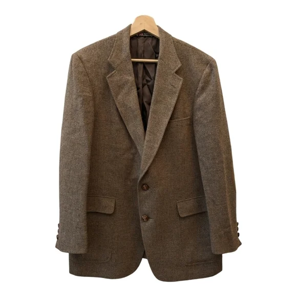 Austin Reed of Regent Street blazer brown virgin wool elbow pads tweed