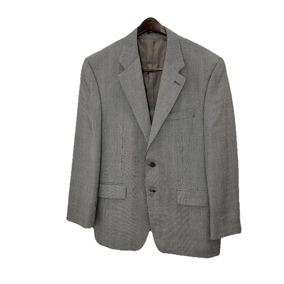 Lauren Ralph Lauren Mens Grey Micro Check Two Button Sport Coat Blazer‎ 42R