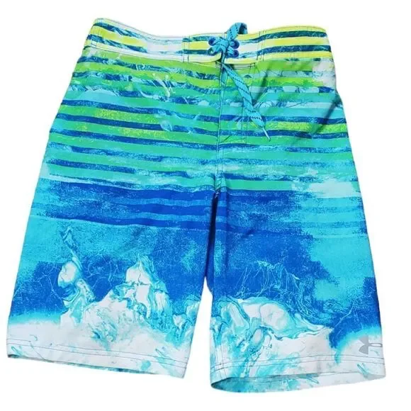 Under Armour Blue & Green Swim Trunks