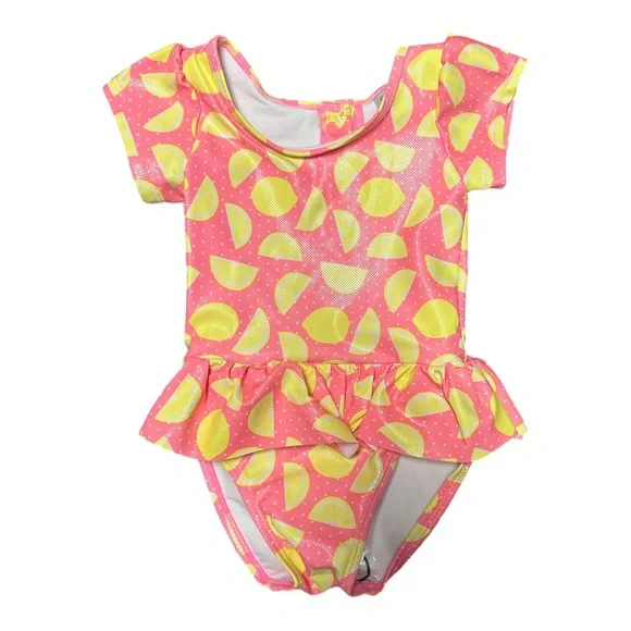 Solo Little Girls One Piece Lemons & Sunshine Bathing Suit, size 4