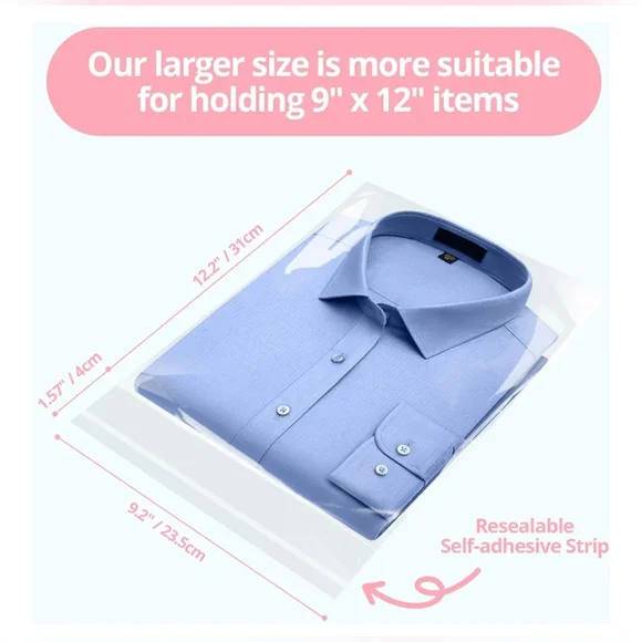 20 Clear Self-Sealing Bags – 9x12 Inches – Resealable Bags