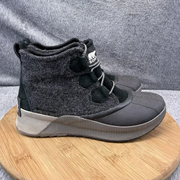 Sorel Winter Sneaker Shoes Womens Size 8.5 Gray Textile Lace Up Boots NL4428-010