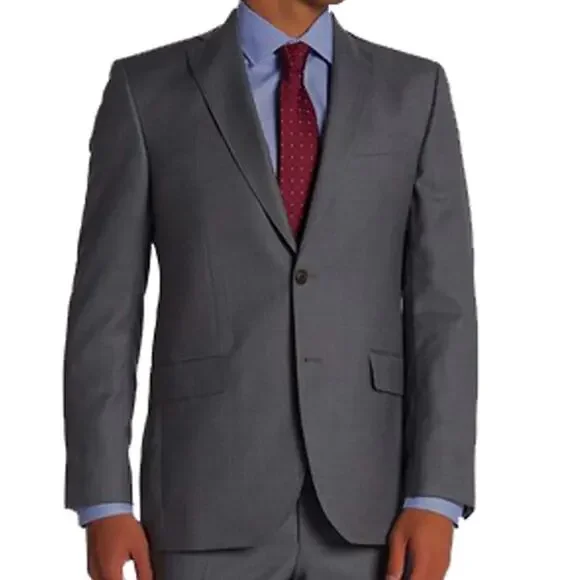 David Donahue Ryan Gray Wool Two Button Suit Jacket Men's Size 44L