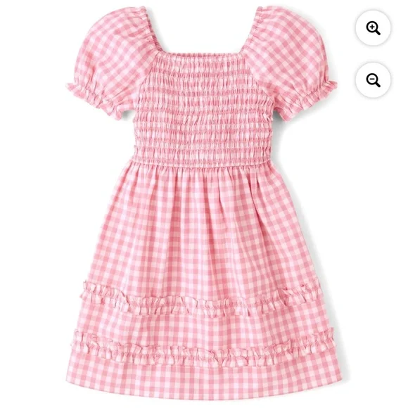 The Children’s Place Girls Pink Check Smocked Dress Size XXL (16) NWT