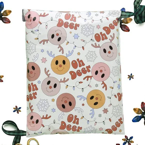 Reindeer Face Poly Mailers 12x15.5 Pack of 25