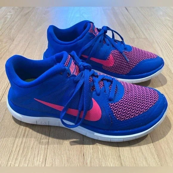 Nike Free 4.0 Flyknit V4 Hyper Cobalt Blue Pink Running Athletic Sport Shoe Cool