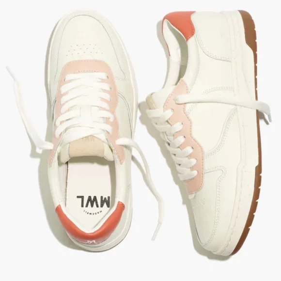 Madewell Court Sneakers in Pink and White Leather Women’s Size‎ 9