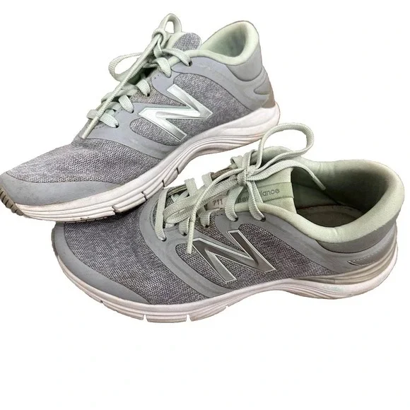 New Balance 711 Training Shoes Women 8.5 Grey Mint Green Mesh Sneakers