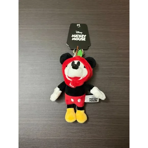 Disney Mickey Mouse Apple Hat Plush Keychain