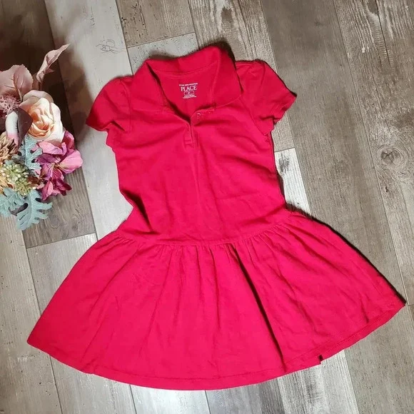 The Children's Place Ruby Red Polo Short Sleeve Dress Girls Size 4T NWOT