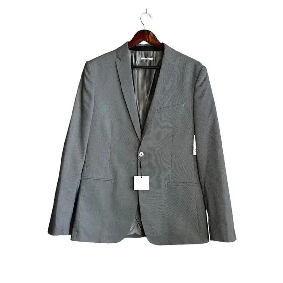 NEW CALVIN KLEIN Blazer Mens Size Medium Sport Coat Black White Jacket Micro Dot
