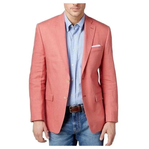 Lauren Ralph Lauren Men’s Lassiter Ultraflex Linen Blazer  50R Salmon Red NWOT
