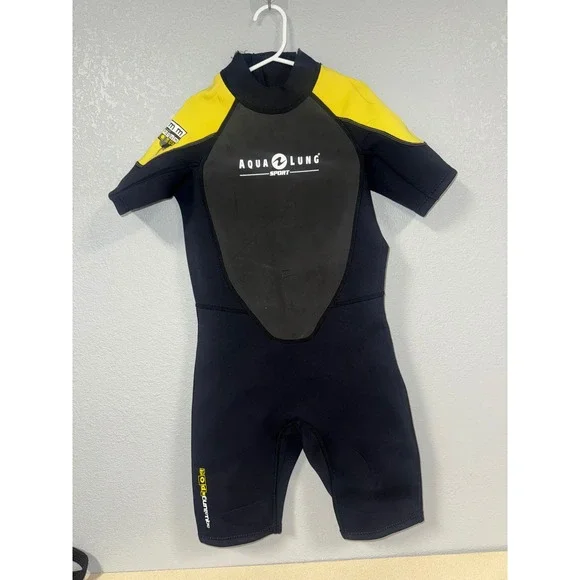 Aqua Lung Sport Kids‎ 2mm Neoprene Shorty Wetsuit Black Yellow  XXL