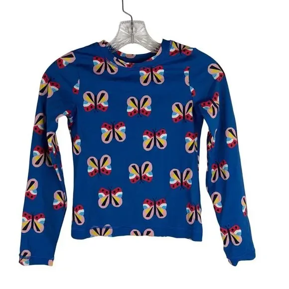 Hanna Andersson Girls‎ Swim Shirt Size 10 Long Sleeve Rash Guard Butterfly