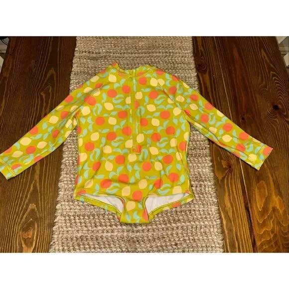 Hanna Andersson Girls Long Sleeve all over Print One Piece Swimsuit Zipper US  2