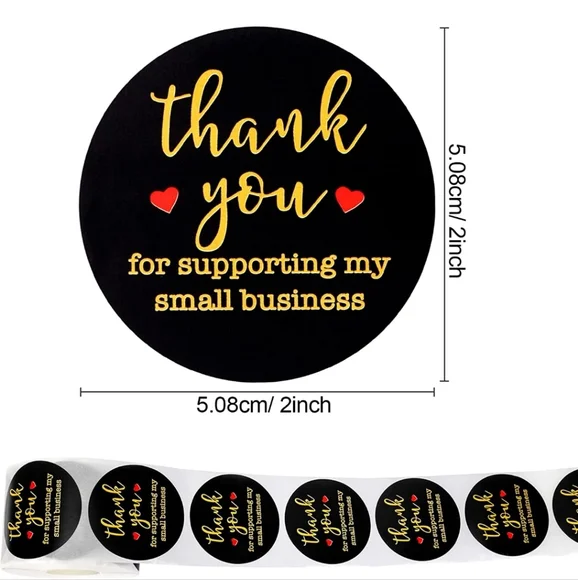 50 ct   2 inch, Black Thank You Labels Sticker, Thank You for Supporting…