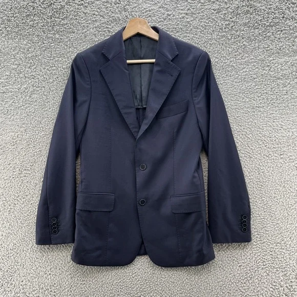 Gutteridge Blazer Mens 36 Navy Blue Wool Superfine 110s Italy Vitale Barberis