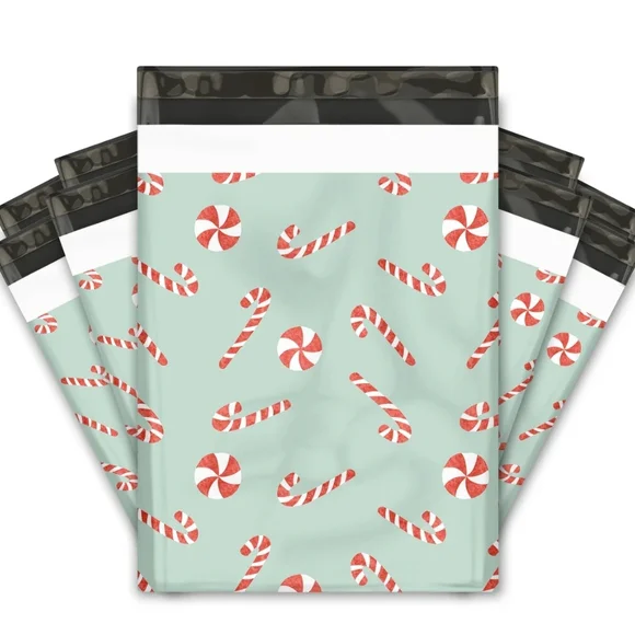 25 Candy Cane Poly Mailers