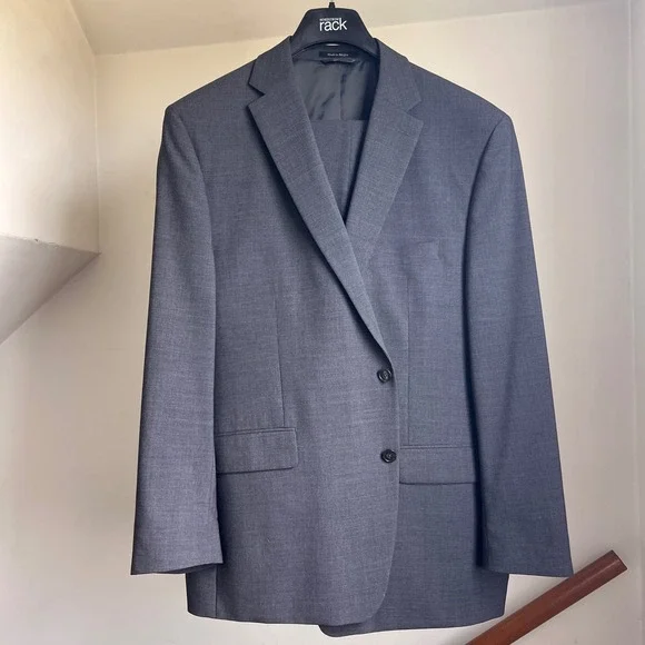 Lauren Ralph Lauren 2-piece Suit Jacket Pants 48L Gray Wool Two Button Blazer