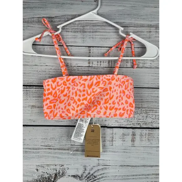 Billabong Chase the Wind Bikini Swim Top New Girls Size 8 Pink Floral Beach Vaca