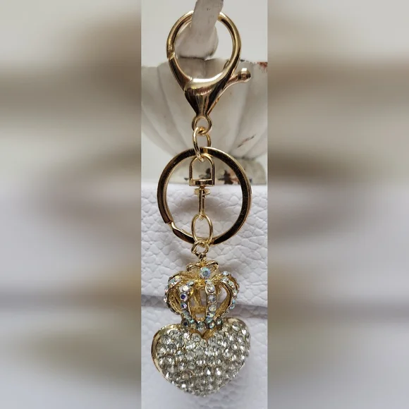 Jeweled Crowned Heart Keychain NWOT