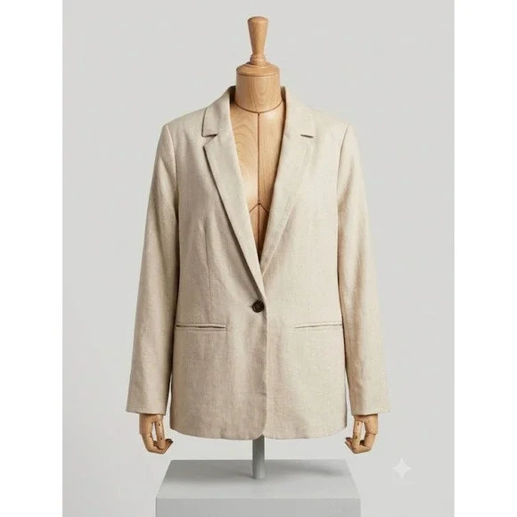 Old Navy Mens XL Linen Blend Blazer Sport Coat Beige Beachy Wedding Lightweight